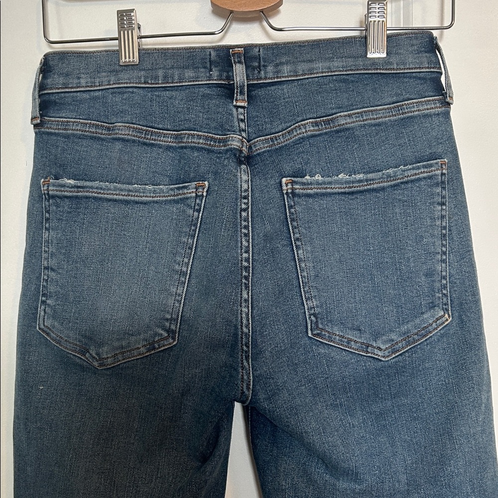AGOLDE High Rise Ripped Dark Blue Jeans - Picture 6 of 8